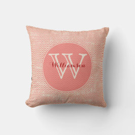 Coral Chevron Monogrammed Pillow Kussen