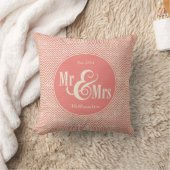 Coral Chevron "Mr & Mrs." pillow, gepersonaliseerd Kussen (Deken)
