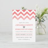 Coral Chevron Ombre Wedding Invitations Kaart (Staand voorkant)