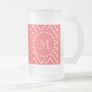 Coral Chevron Pattern   Koraalmonogram Matglas Bierpul