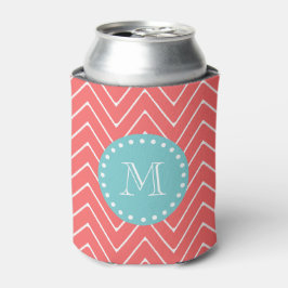 Coral Chevron Pattern | Munt Green Monogram Blikjeskoeler