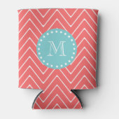 Coral Chevron Pattern | Munt Green Monogram Blikjeskoeler (Voorkant)
