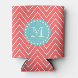 Coral Chevron Pattern | Munt Green Monogram Blikjeskoeler