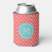 Coral Chevron Pattern | Munt Green Monogram Blikjeskoeler (Blikje Achterkant)