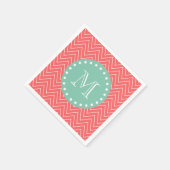 Coral Chevron Pattern | Munt Green Monogram Servetten (Hoek)