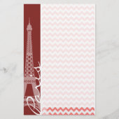 Coral Chevron Pattern; Parijs Briefpapier (Voorkant)