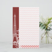 Coral Chevron Pattern; Parijs Briefpapier (Staand voorkant)