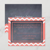 Coral Chevron RSVP-kaart RSVP Kaartje (Voorkant / Achterkant)