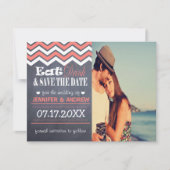 Coral Chevron Save the Date (Voorkant)