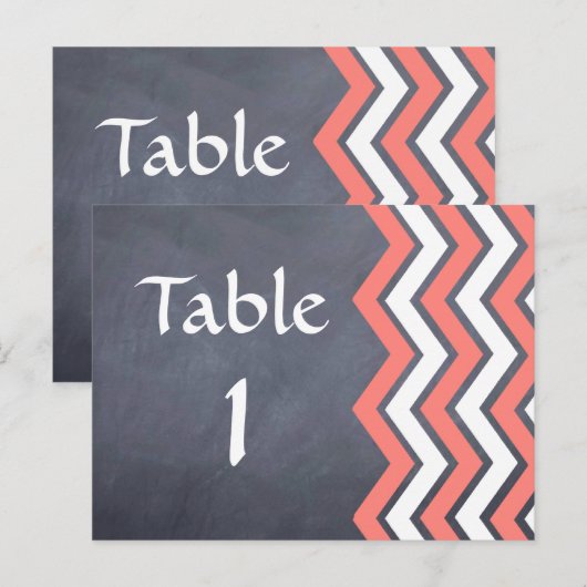 Coral Chevron Tafel Kaarten (Voorkant / Achterkant)