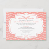 Coral Chevron Wedding Invitations Kaart (Voorkant)