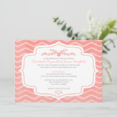 Coral Chevron Wedding Invitations Kaart (Staand voorkant)