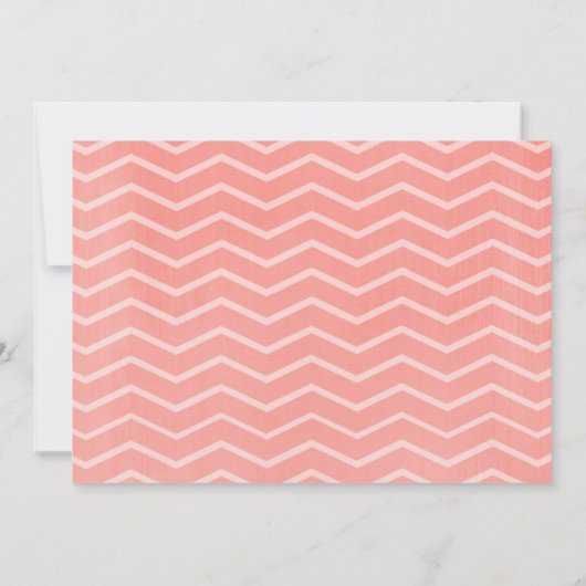Coral Chevron Wedding Invitations Kaart (Achterkant)
