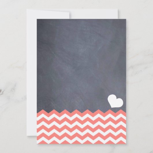 Coral Chevron Wedding Kaart (Achterkant)