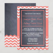 Coral Chevron Wedding Kaart (Voorkant / Achterkant)