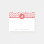 Coral Chevrons - Aangepast monogram Post-it® Notes (Voorkant)