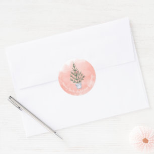 🎄📧 Coral Christmas Envelope Seal Ronde Sticker