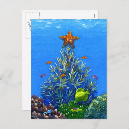 Coral Christmas Tree briefkaart (Voorkant / Achterkant)