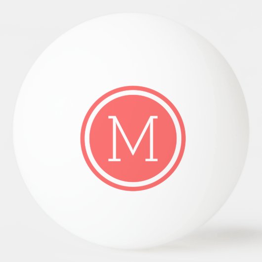 Coral Circle Monogram gepersonaliseerd Pingpongbal (Voorkant)