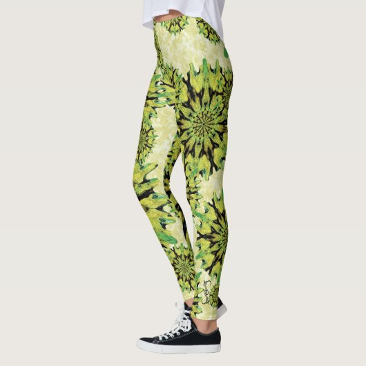 Coral Circles Tropical Green Leggings (Links)