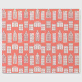 Coral City House Pattern Cadeaupapier (Vlak)