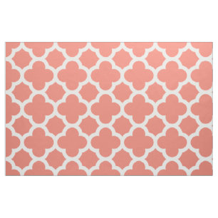Coral Classic Quatrefoil Pattern Fabric Stof