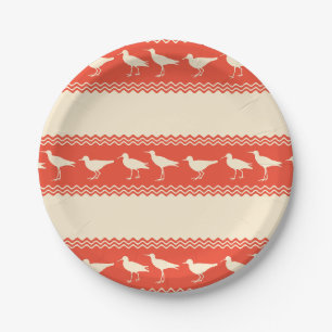 Coral Coastal Sandpiper Bird Stripes Papieren Bordje