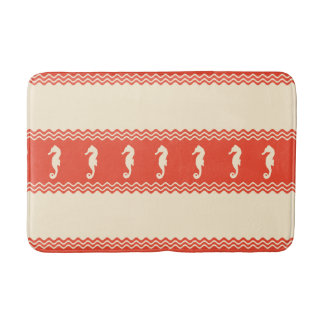 Coral Coastal Seahorses Stripes Badmat