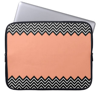 Coral Color Block Chevron Laptop Sleeve