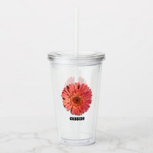Coral Colored Gerbera Daisy Foto gepersonaliseerd Acryl Drinkbeker