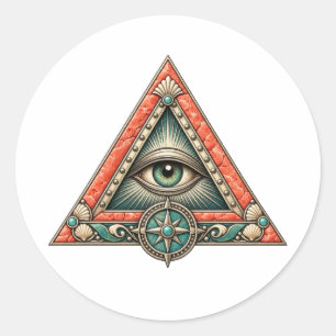 Coral Compass Oogsticker Ronde Sticker