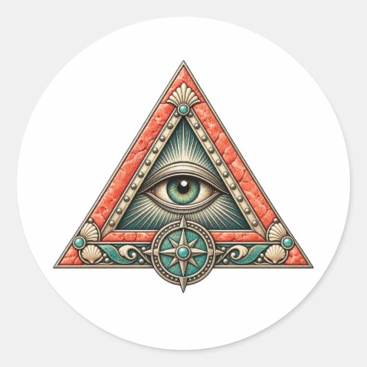 Coral Compass Oogsticker Ronde Sticker (Voorkant)