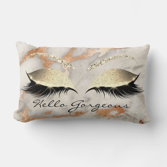 Coral Copper Marble Makeup Lashes Roos Kussen (Voorkant)