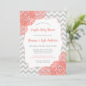 Coral Couples Baby shower Uitnodiging (Staand voorkant)