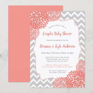 Coral Couples Baby shower Uitnodiging