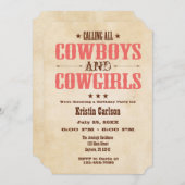 Coral  Cowboy Birthday Kaart (Voorkant / Achterkant)