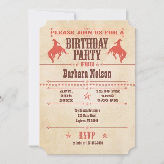 Coral  Cowboy Birthday Kaart (Voorkant)