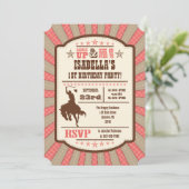 Coral Cowboy Rodeo Birthday Kaart (Staand voorkant)