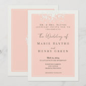 Coral & Cream Filigree Elegant Wedding Invitation Kaart (Voorkant / Achterkant)