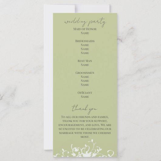 Coral & Cream Filigree Elegant Wedding Programme (Achterkant)