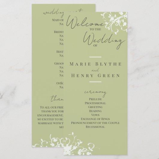 Coral & Cream Filigree Elegant Wedding Programme (Voorkant / Achterkant)