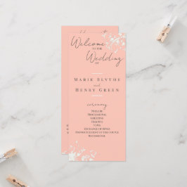 Coral & Cream Filigree Elegant Wedding Programme