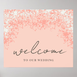 Coral & Cream Filigree Welcome Wedding Poster