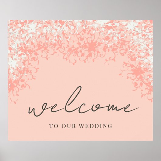 Coral & Cream Filigree Welcome Wedding Poster (Voorkant)