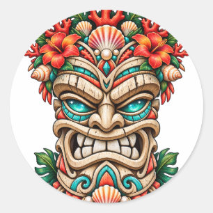 Coral Crest Guardian Tiki Sticker
