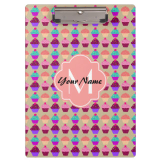 Coral Cupcake, persoonlijke naam, aangepast monogr Klembord