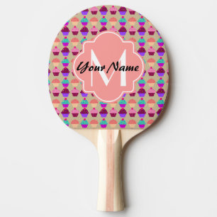 Coral Cupcake, persoonlijke naam, aangepast monogr Tafeltennisbatje