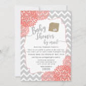 Coral Dahlia Floral Girl Baby shower per post Kaart (Voorkant)