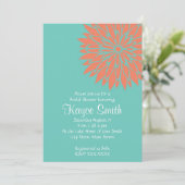 Coral Dahlia Pink Flower Invitation Kaart (Staand voorkant)