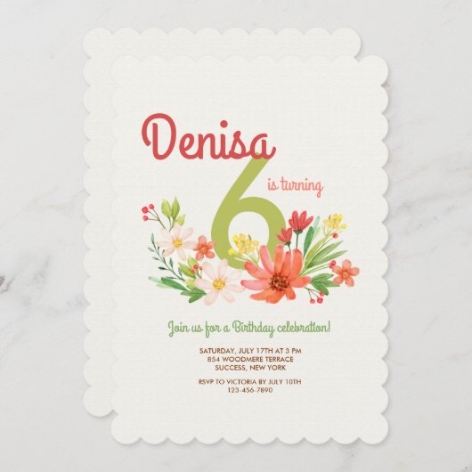 Coral Daisies Uitnodiging (Voorkant / Achterkant)